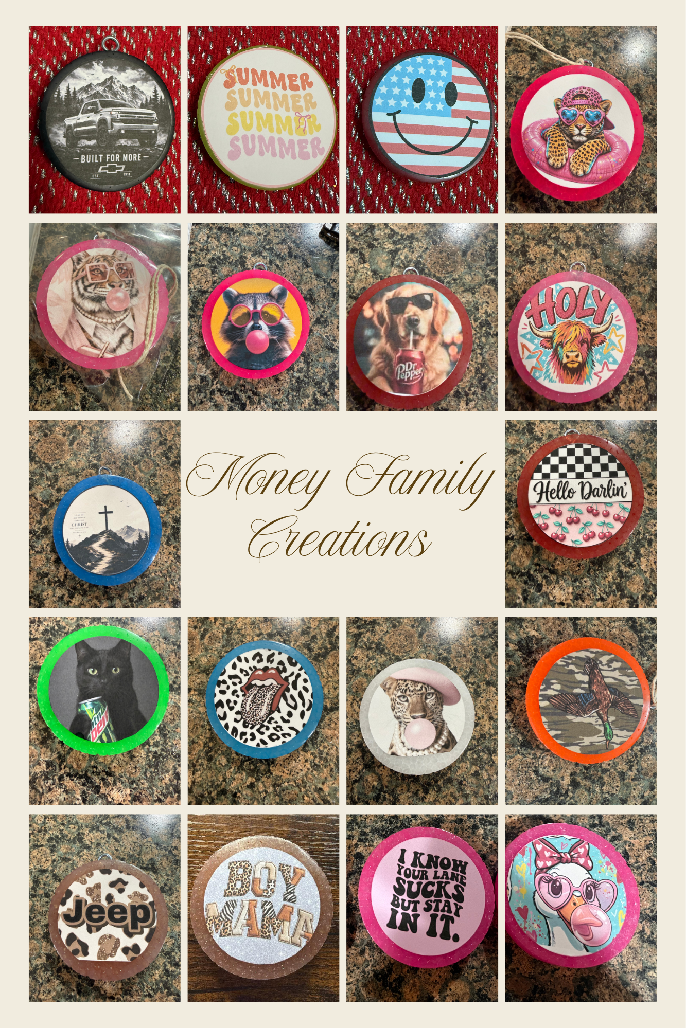 Circle Car Freshie 2.5 inch (example of cardstock in photo)