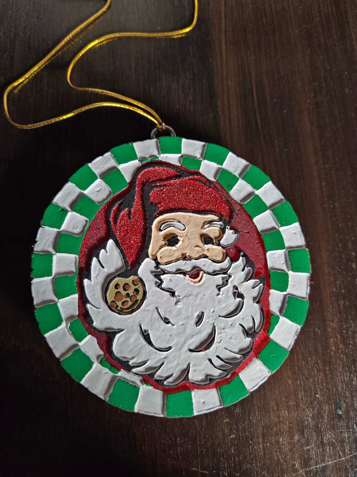 Round Checkered Santa Freshie